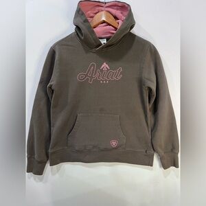 Ariat Kids Hoodie in Brown with Pink Accents